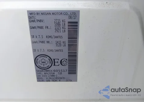 2018 Nissan Pathfinder Platinum/S/Sl/Sv из США, поврежденный, VIN 5N1DR2MM9JC605517